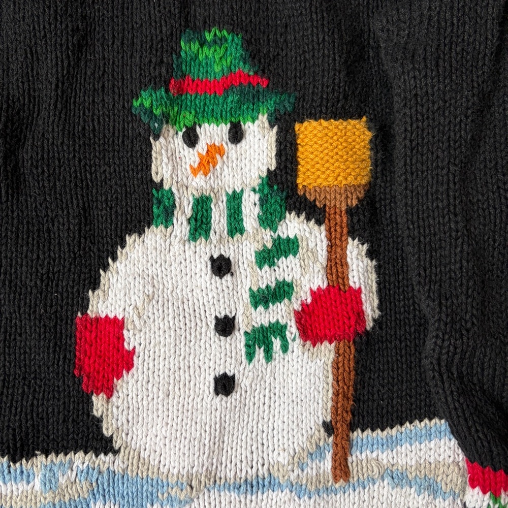 Vintage The Eagle’s Eye Black Festive Sweater Multicolor Design Women Small - Picture 4 of 13